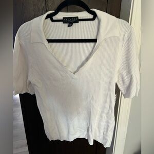 Laundry By Shelli Segal Women's White V-Neck Blouse